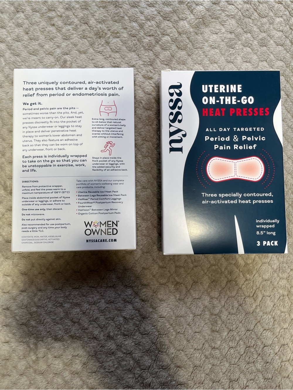 Nyssa Uterine On-The-Go Heat Presses -  2 Boxes each with 3 wrapped Pads